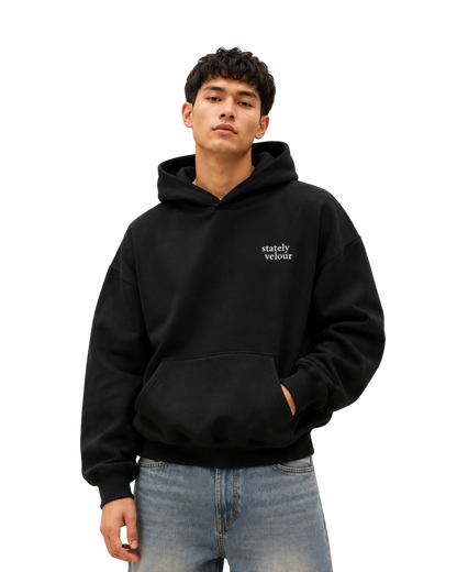 SIGNATURE BOXY CROP HOODIE BLACK