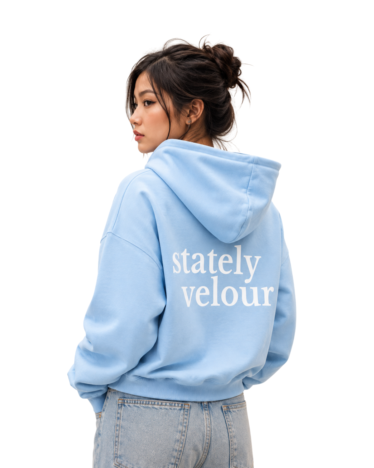 SIGNATURE BOXY CROP HOODIE SKY