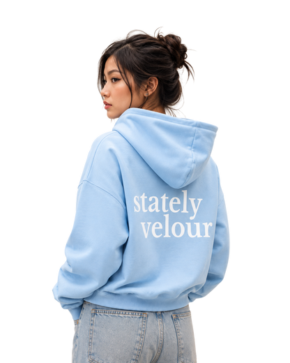 SIGNATURE BOXY CROP HOODIE SKY