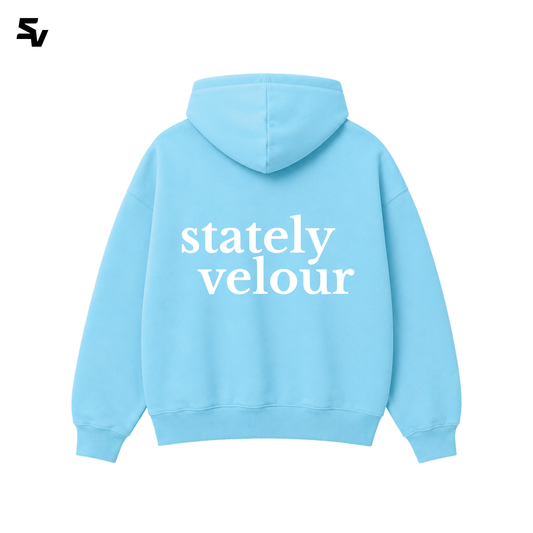 SIGNATURE BOXY CROP HOODIE SKY