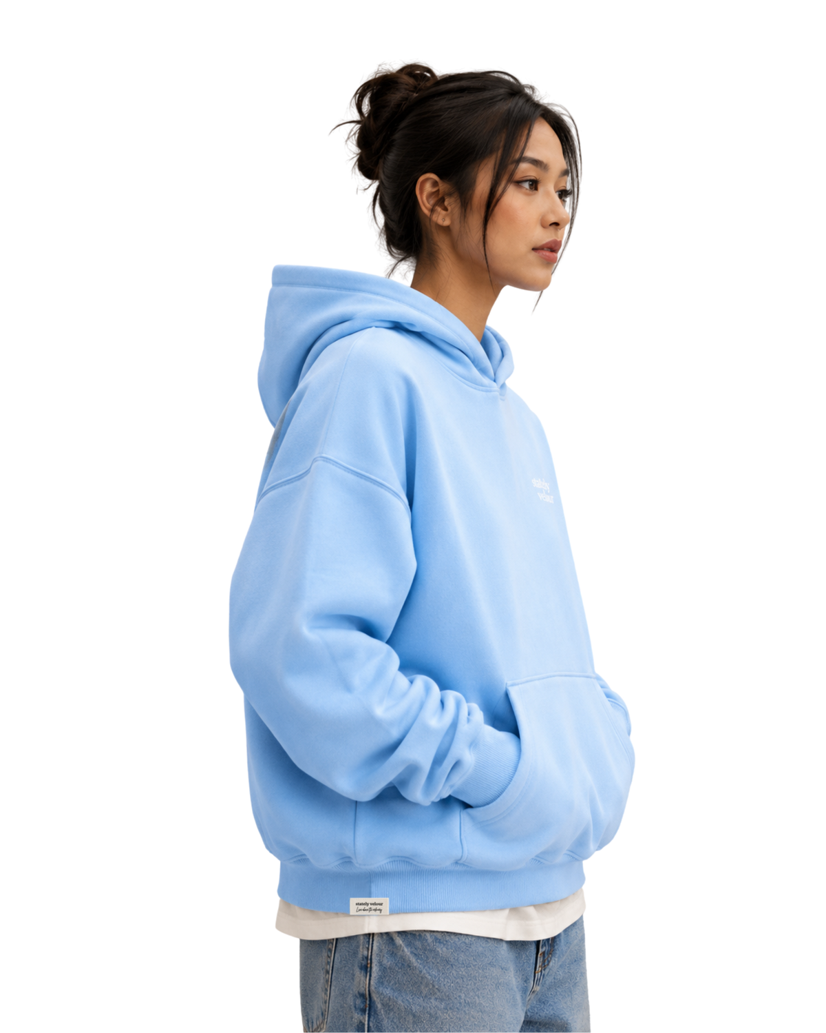 SIGNATURE BOXY CROP HOODIE SKY