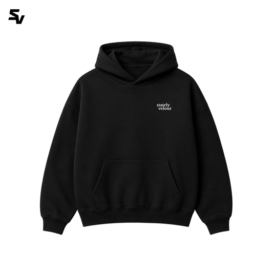 SIGNATURE BOXY CROP HOODIE BLACK