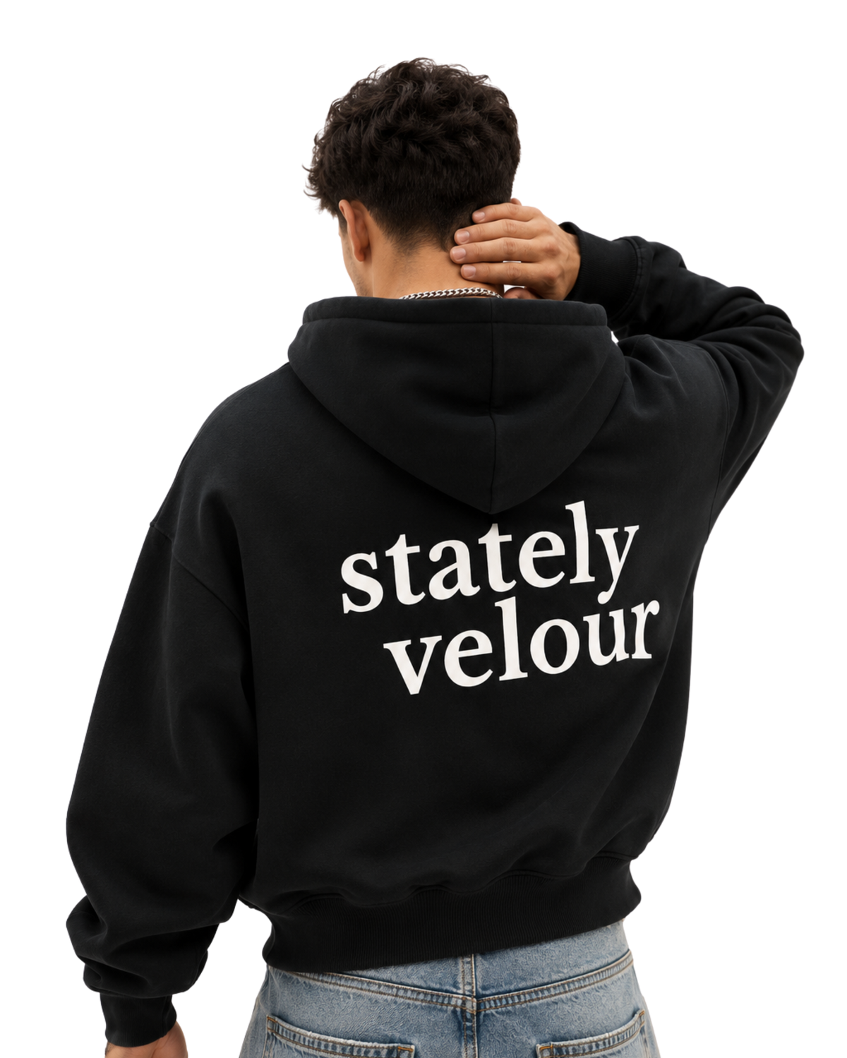 SIGNATURE BOXY CROP HOODIE BLACK