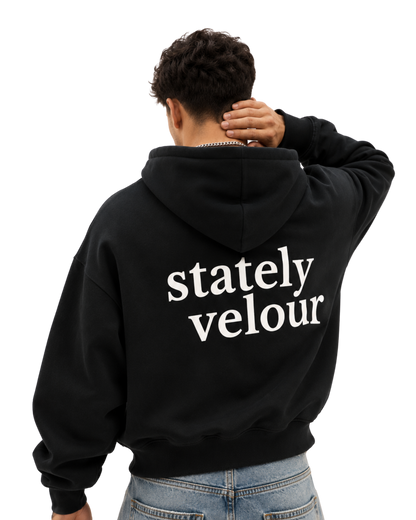 SIGNATURE BOXY CROP HOODIE BLACK