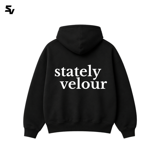 SIGNATURE BOXY CROP HOODIE BLACK
