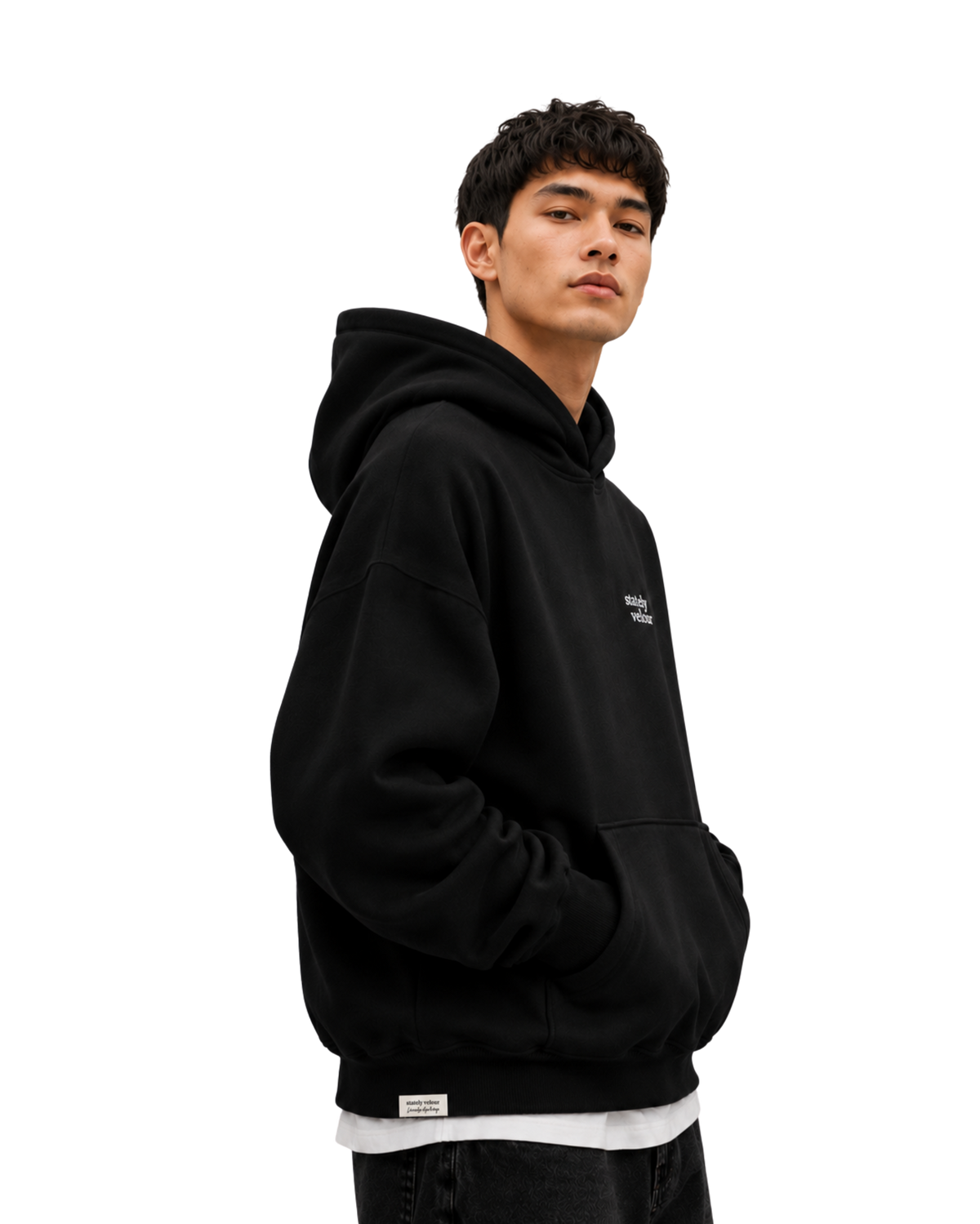 SIGNATURE BOXY CROP HOODIE BLACK