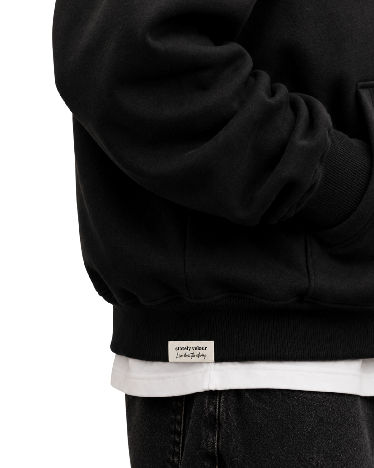 SIGNATURE BOXY CROP HOODIE BLACK