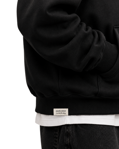 SIGNATURE BOXY CROP HOODIE BLACK
