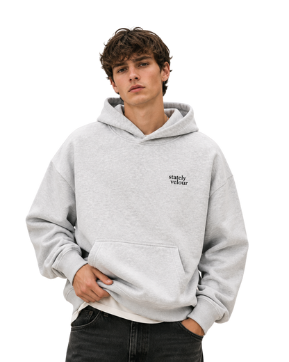 SIGNATURE BOXY CROP HOODIE STONE