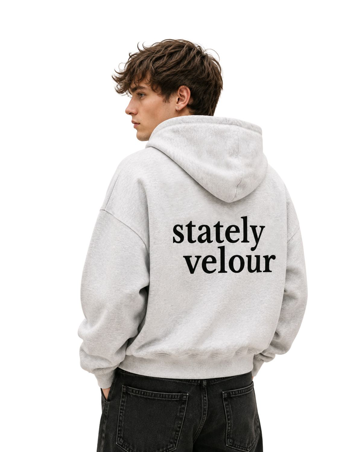 SIGNATURE BOXY CROP HOODIE STONE