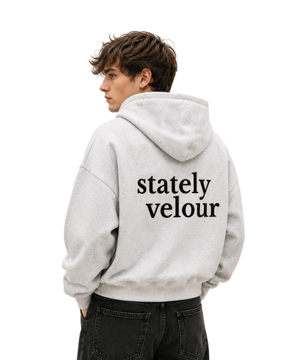 SIGNATURE BOXY CROP HOODIE STONE