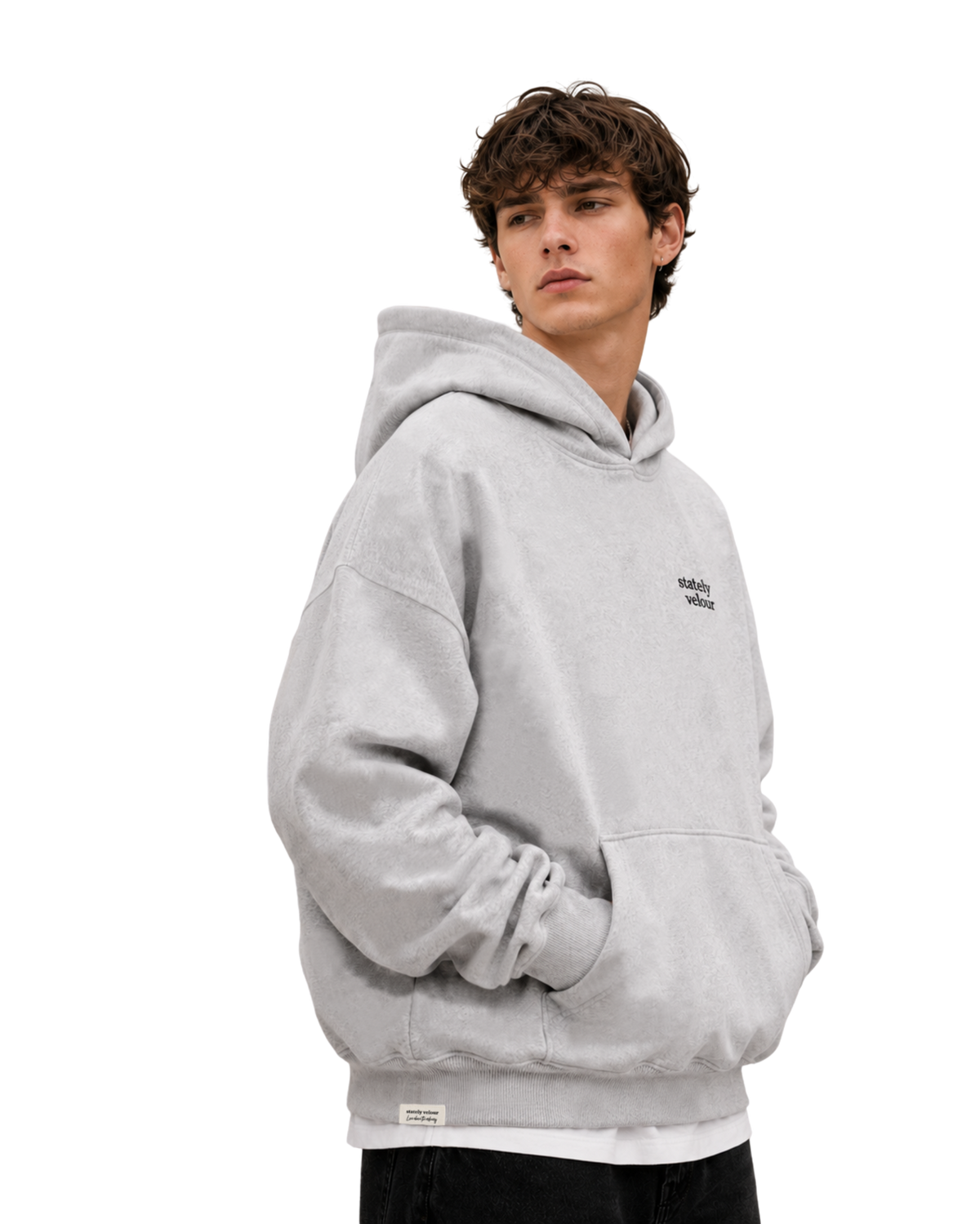 SIGNATURE BOXY CROP HOODIE STONE