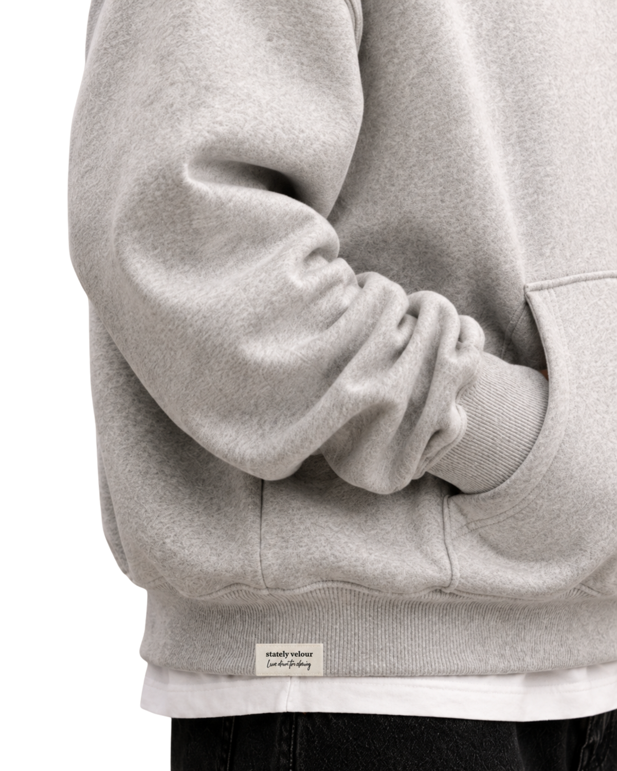 SIGNATURE BOXY CROP HOODIE STONE