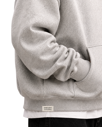 SIGNATURE BOXY CROP HOODIE STONE